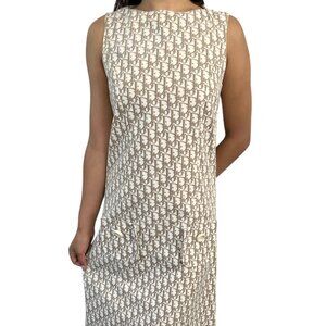 Christian Dior Vintage Trotter Monogram Dress #40 One-piece Beige White [105428]